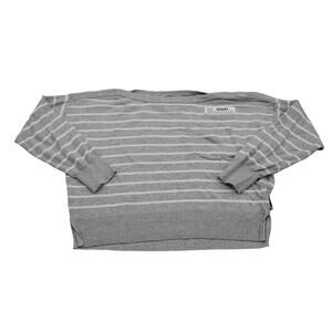DKNY Sweater Womens Medium Gray Long Sleeve Casual Lightweight Striped Oversized